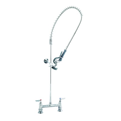 T&S Brass B-0123-B – EasyInstall Pre-Rinse Unit, spring action gooseneck, 8″ deck mou