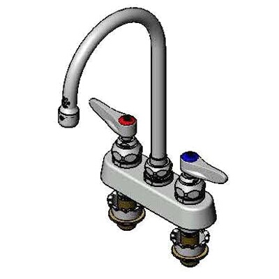 T&S Brass B-1141-XS – Gooseneck Faucet, deck mount, 2″ IPS shanks, lever handles