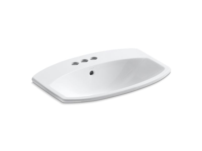 KOHLER K-2351-4 Cimarron Drop-in bathroom sink with 4″ centerset faucet holes