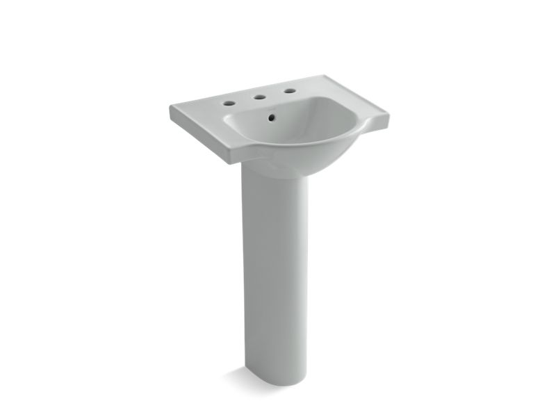 KOHLER Veer K-5265-8-95 Ice Grey 21″ rectangular pedestal bathroom sink