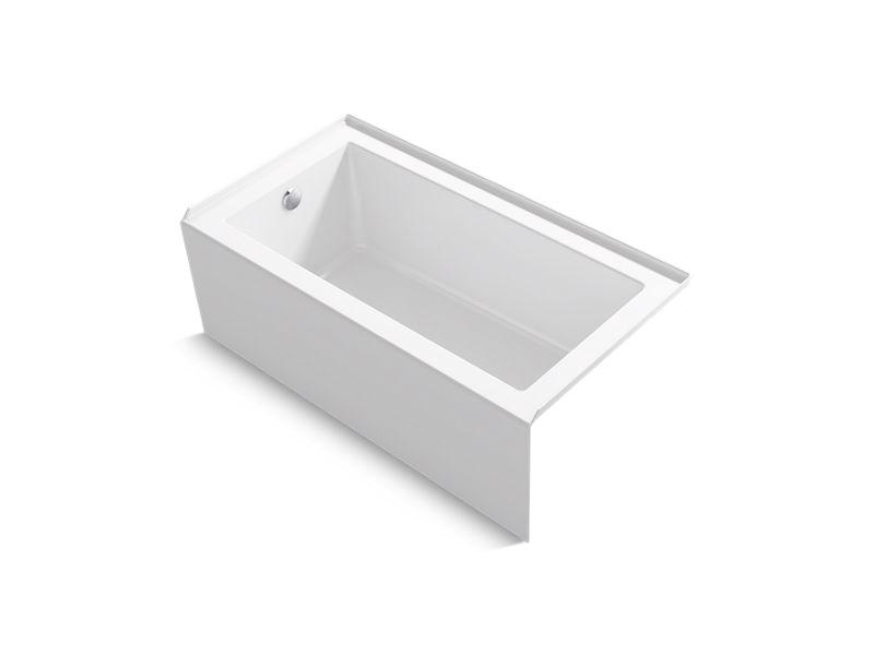 KOHLER K-20201-ZZ Underscore Rectangle 60″ x 30″ alcove bath with integral apron, integral flange, and left drain in White