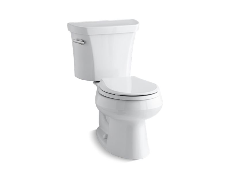 KOHLER Wellworth K-3977-T-0 White Two-piece round-front 1.6 gpf toilet with tank cover locks