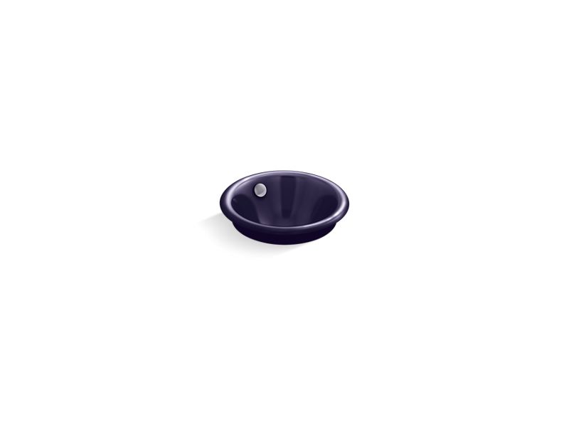 KOHLER 20211-BL Iron Plains Round Drop-in/undermount vessel bathroom sink with Indigo Blue painted underside