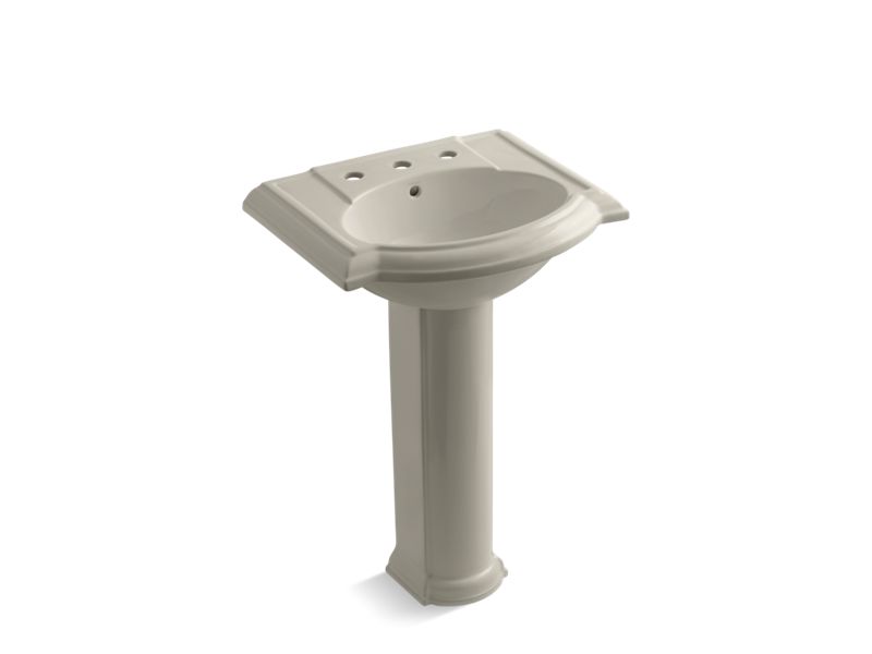 KOHLER Devonshire K-2286-8-G9 Sandbar 24-1/4″ rectangular pedestal bathroom sink