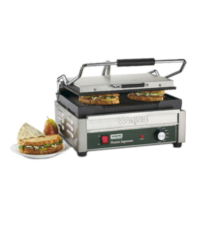 Waring WPG250 – Panini Grill, electric, single, 14-1/2″ x 11″ surface, ribbed cast iron plates