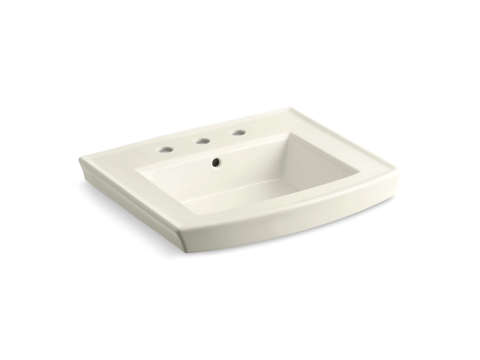 KOHLER K-2358-8-96 Archer 24″ Rectangular Pedestal Bathroom Sink In Biscuit