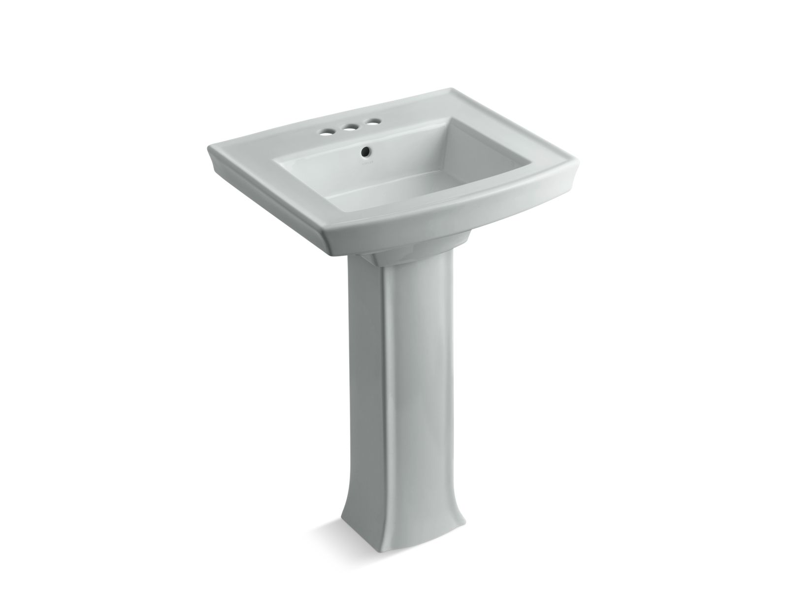 KOHLER K-2359-4-95 Archer 24″ Rectangular Pedestal Bathroom Sink In Ice Grey