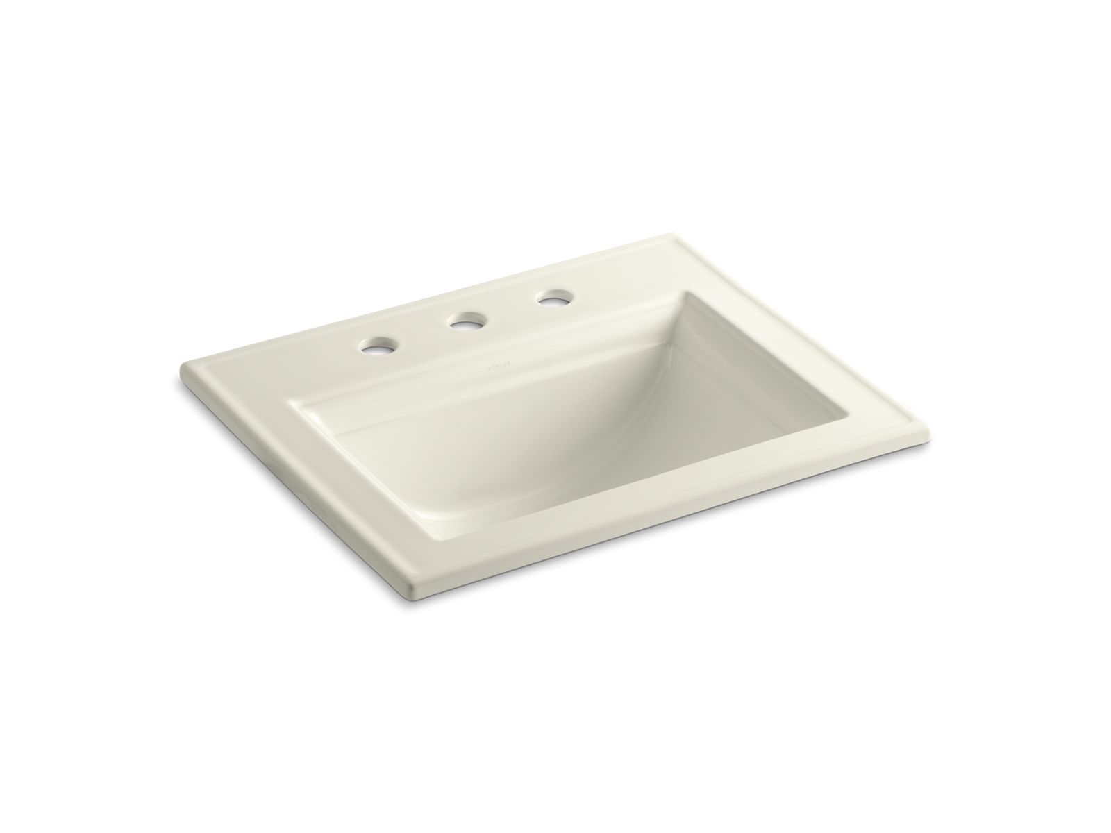 KOHLER K-2337-8-96 Memoirs Stately 22-3/4″ Rectangular Drop-In Bathroom Sink In Biscuit