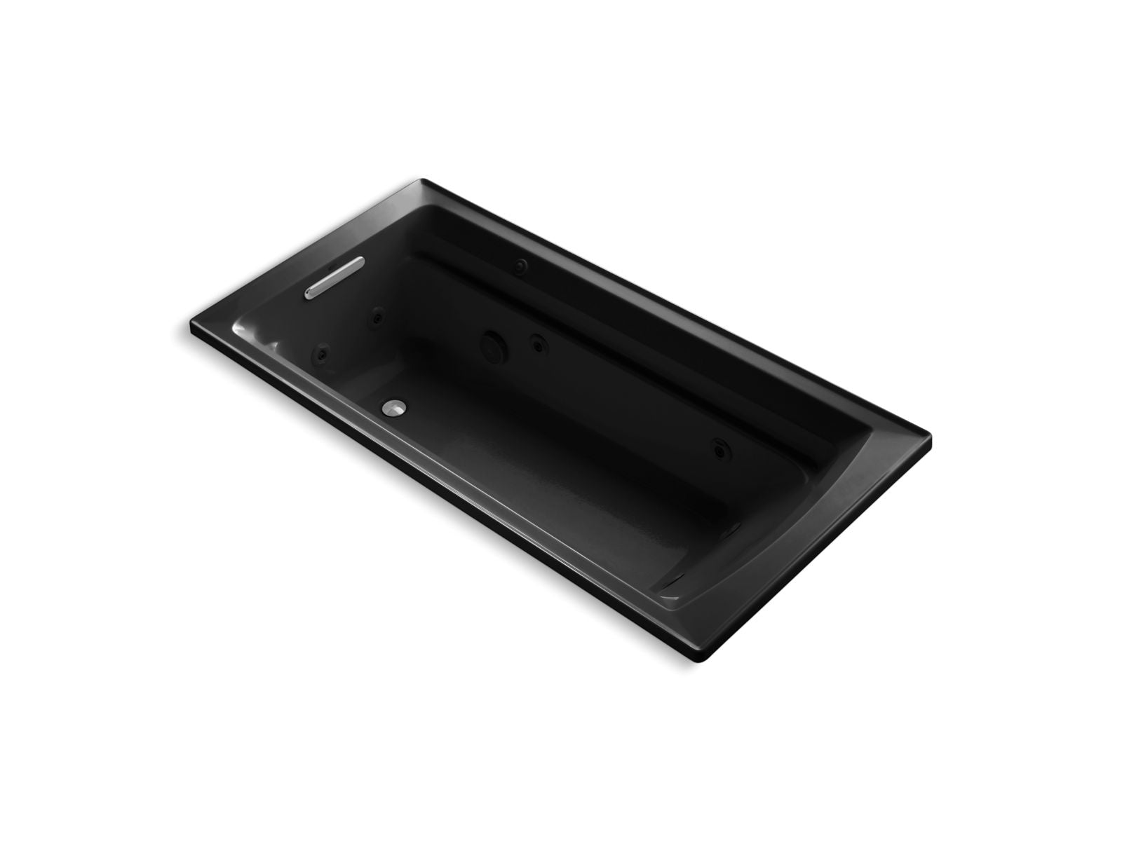 KOHLER K-1124-H-7 Archer 72″ X 36″ Drop-In Heated Whirlpool Bath In Black Black