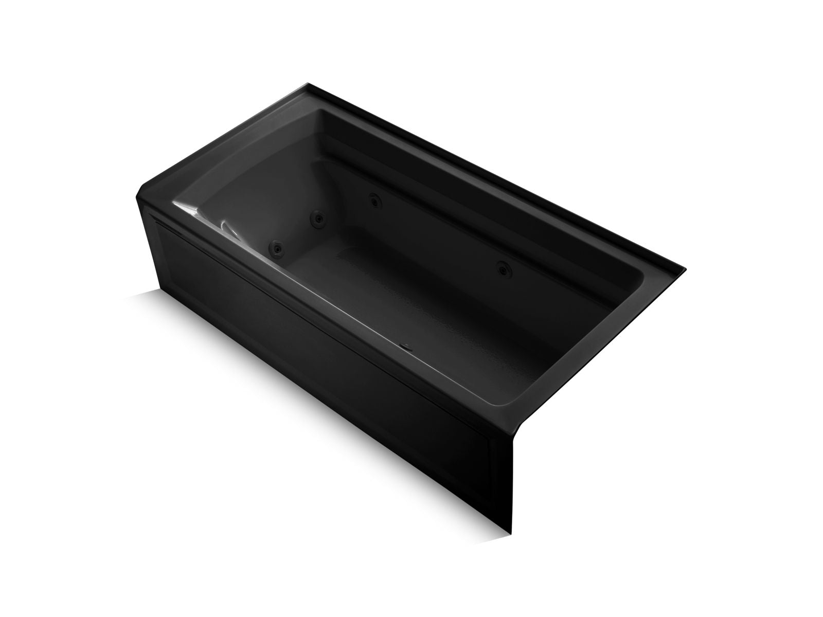 KOHLER K-1124-RA-7 Archer 72″ X 36″ Alcove Whirlpool Bath, Right Drain In Black Black