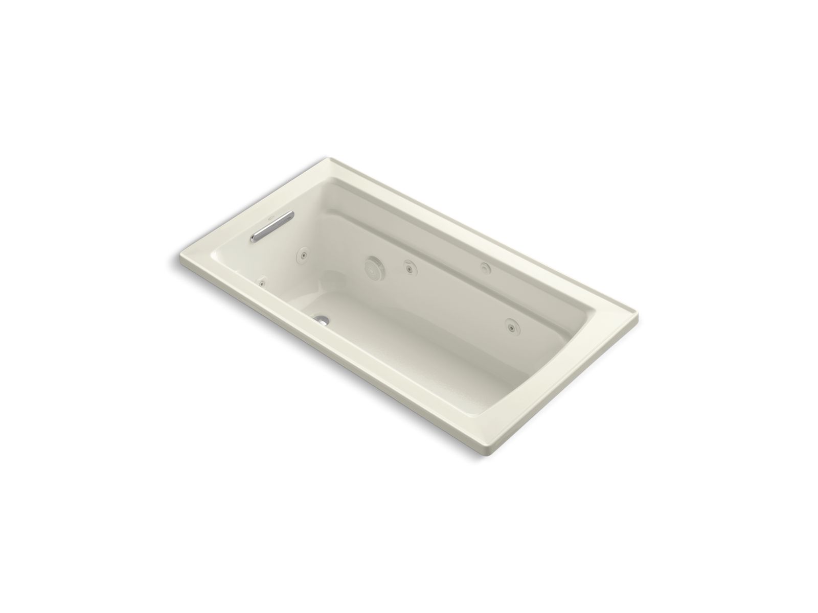 KOHLER K-1122-W1-96 Archer 60″ X 32″ Drop-In Whirlpool Bath With And Bask Heated Surface In Biscuit