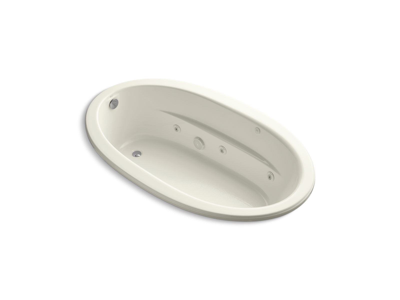 KOHLER K-1164-W1-96 Sunward 72″ X 42″ Drop-In Whirlpool Bath With Bask Heated Surface In Biscuit