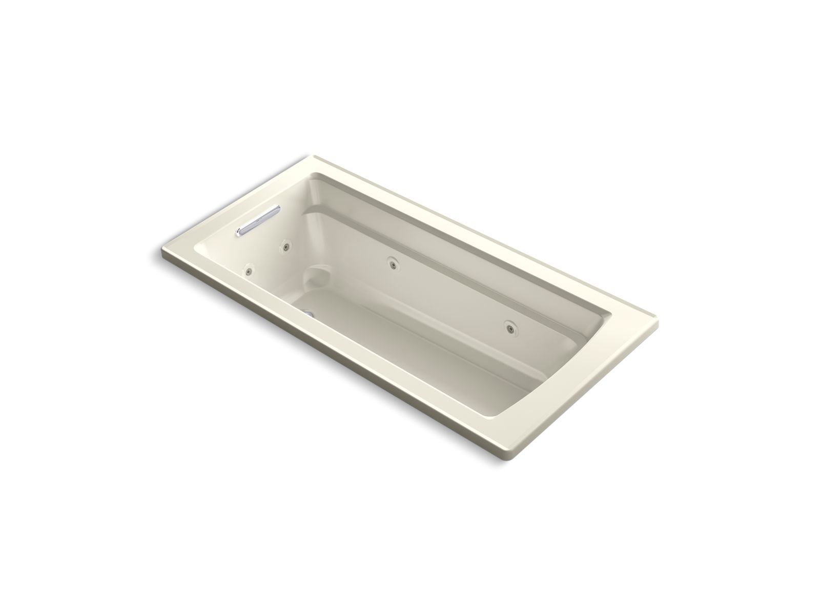 KOHLER K-1949-H-96 Archer 66″ X 32″ Drop-In Heated Whirlpool Bath In Biscuit