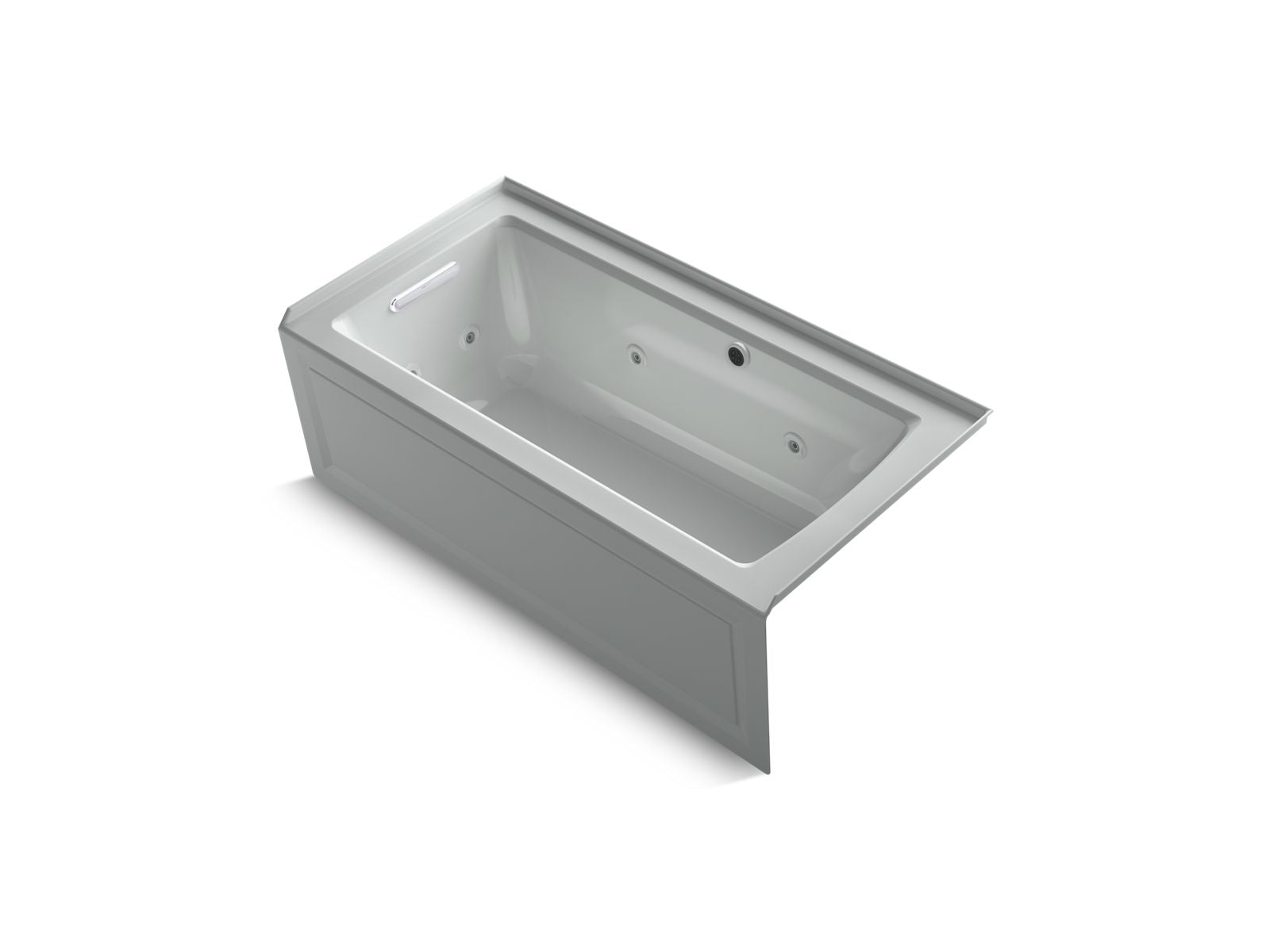 KOHLER K-1947-LAW-95 Archer 60″ X 30″ Alcove Whirlpool Bath With Bask Heated Surface, Left Drain In Ice Grey