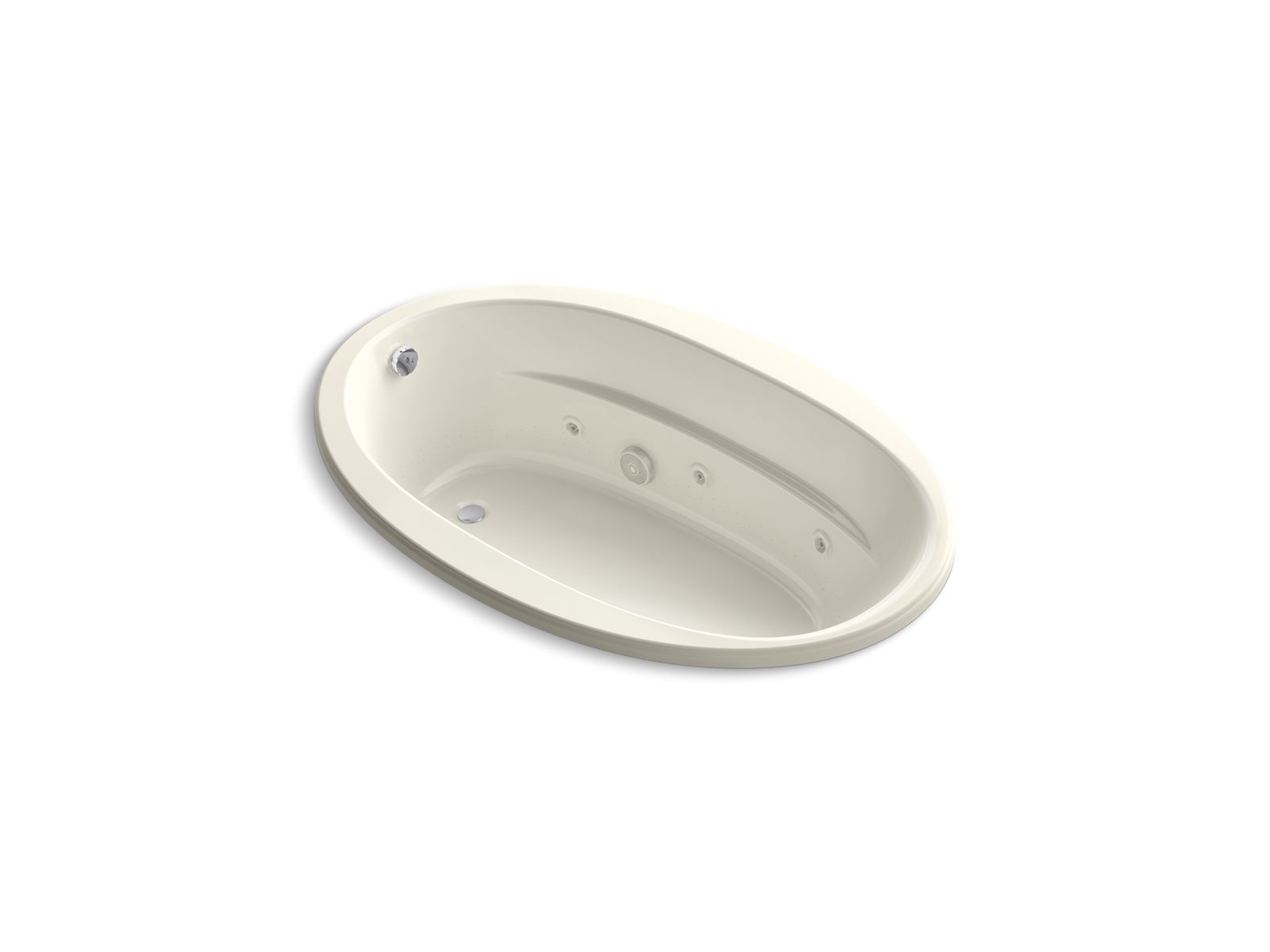 KOHLER K-6347-HB-96 Sunward 66″ X 42″ Drop-In Heated Whirlpool Bath In Biscuit